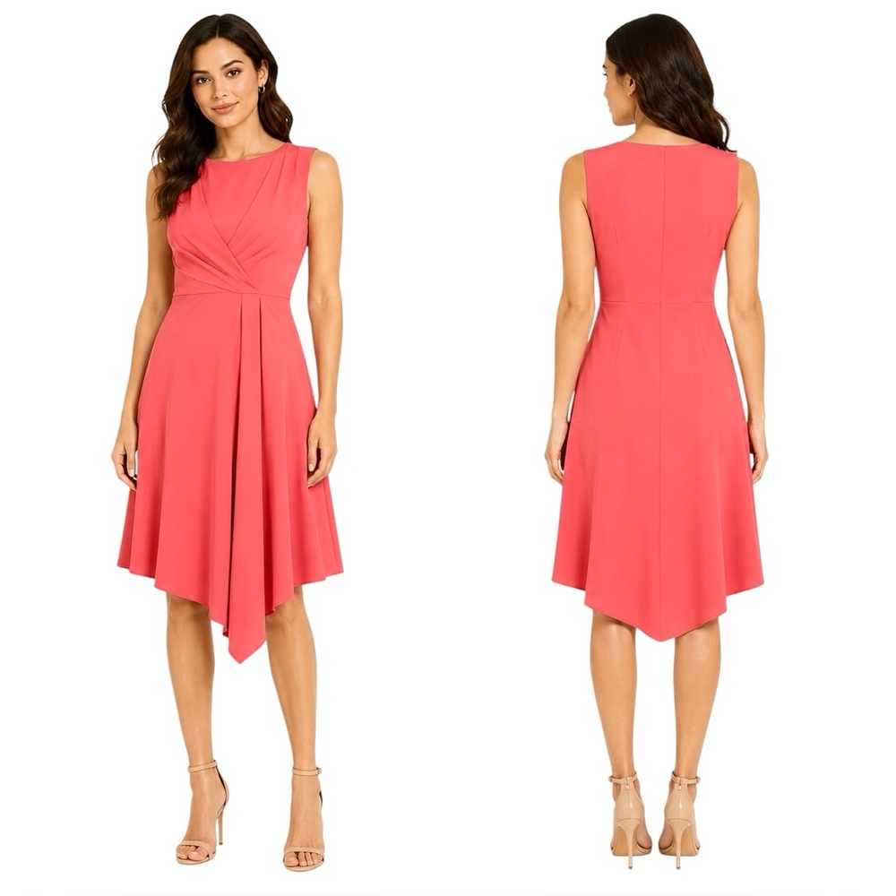 Neiman Marcus Pink Fit & Flare Dress Asymmetrical Hem Wedding Guest Dress NWT 8
